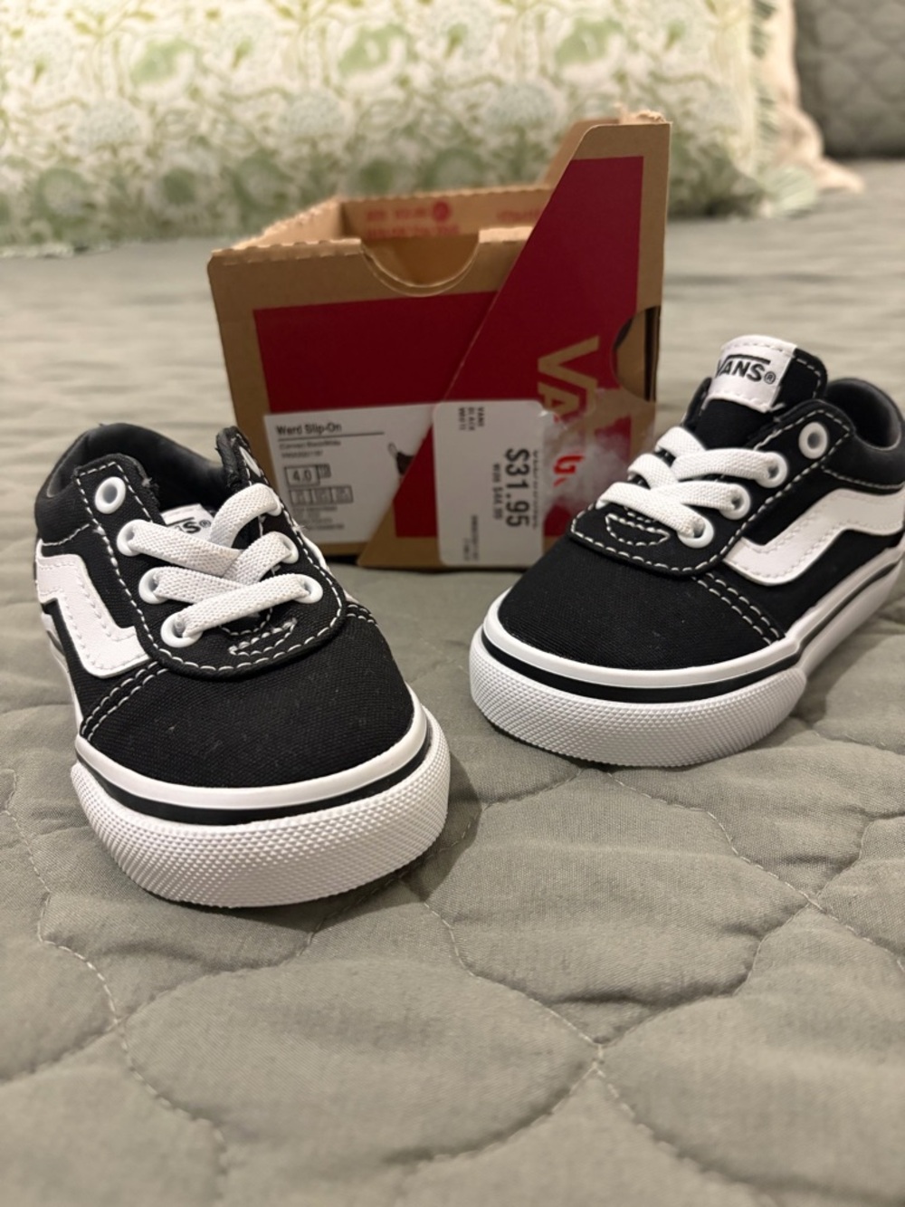 Vans Kids Black and White Classic Canvas Sneakers